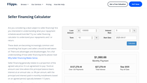 Screenshot of Seller Financing Calculator - Flippa