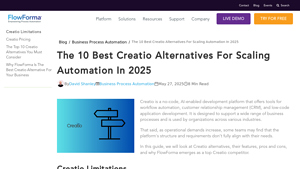 Screenshot of Top 10 Creatio Alternatives and Competitors in 2025 - FlowForma
