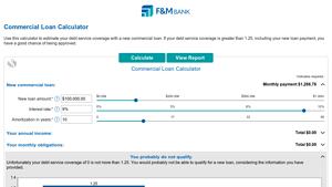 Screenshot of Commercial Loan Calculator - F&M Bank