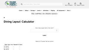 Screenshot of Dining Layout Calculator - Folding Chairs and Tables