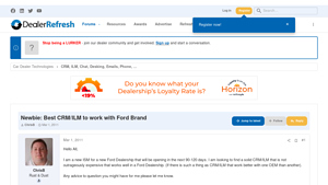 Screenshot of Newbie: Best CRM/ILM to work with Ford Brand - DealerRefresh