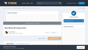 Screenshot of Best Minecraft hosting 2024 - Servers - Forge Forums