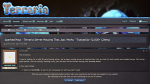 Screenshot of Sparked Host - Terraria Server Hosting That Just Works