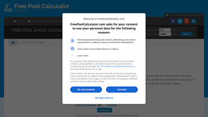 Screenshot of Calculate Pool Shock Requirements