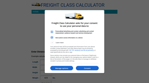 Screenshot of Freight Class Calculator