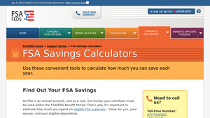 Screenshot of FSA Savings Calculators - FSAFEDS