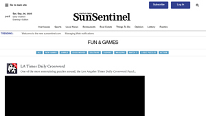 Screenshot of LA Times Daily Crossword | Free Online Game - Sun Sentinel