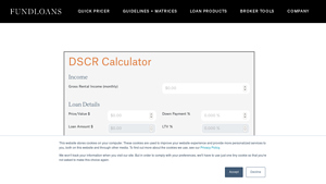 Screenshot of DSCR Calculator - FundLoans