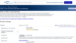 Screenshot of Best CRM in Life Sciences Reviews 2025 | Gartner Peer Insights