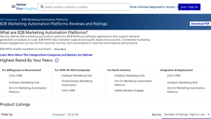 Screenshot of Best B2B Marketing Automation Platforms Reviews 2025 - Gartner