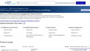 Screenshot of Best CRM Customer Engagement Center Reviews 2025 - Gartner