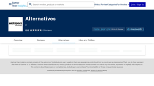 Screenshot of Top Rackspace Cloud Hosting Services Alternatives - Gartner