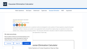 Screenshot of Gaussian Elimination Calculator | Step-by-Step Solver