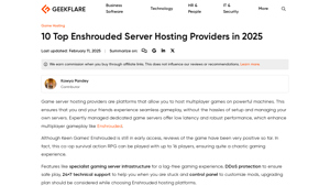 Screenshot of 10 Top Enshrouded Server Hosting Providers in 2025 - Geekflare
