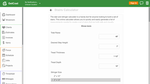 Screenshot of Stairs Calculator - GetCost