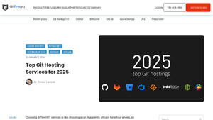 Screenshot of Top Git Hosting Services for 2025 - Blog - GitProtect.io