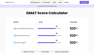 Screenshot of GMAT Score Calculator 2025, Predict Your GMAT Score Now