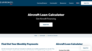 Screenshot of Aircraft Loan Calculator | CurrencyAir