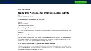 Screenshot of Top 10 CRM platforms for small businesses in 2025 - GoHighLevel