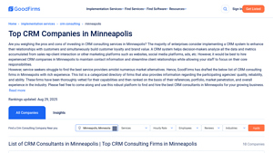 Screenshot of Top CRM Companies in Minneapolis - Aug 2025 Reviews | GoodFirms