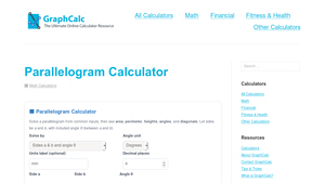 Screenshot of Parallelogram Calculator - GraphCalc