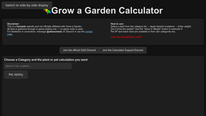 Screenshot of Grow a Garden Calculator