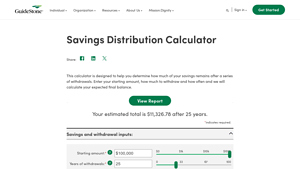 Screenshot of Savings Distribution Calculator - GuideStone