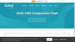 Screenshot of 2025 CRM Comparison Chart | GURUS Solutions