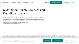Screenshot of Washington Hourly Paycheck Calculator - Gusto