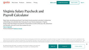 Screenshot of Virginia Salary Paycheck Calculator | Gusto