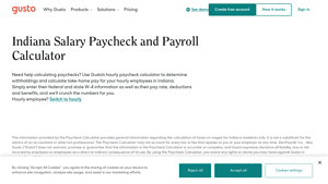 Screenshot of Indiana Salary Paycheck Calculator - Gusto