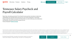 Screenshot of Tennessee Salary Paycheck Calculator - Gusto