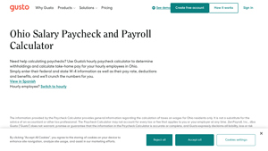 Screenshot of Ohio Salary Paycheck Calculator - Gusto