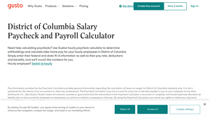 Screenshot of District of Columbia Salary Paycheck Calculator - Gusto