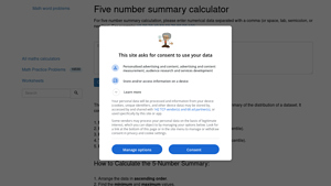 Screenshot of Five number summary calculator (statistics) - HackMath.net