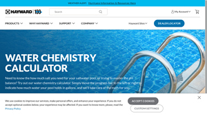 Screenshot of Water Chemistry Calculator - Hayward Pool Products