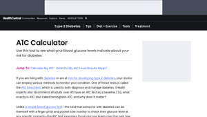 Screenshot of A1C Calculator - HealthCentral