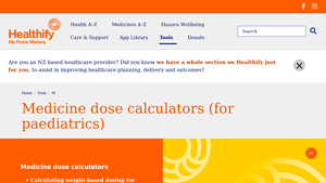 Screenshot of Medicine dose calculators | Healthify