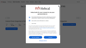 Screenshot of Hebrew Date Converter - September 6, 2025 / 13th of Elul, 5785