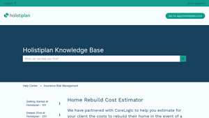 Screenshot of Home Rebuild Cost Estimator - Help Center