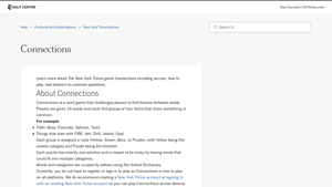 Screenshot of Connections - The New York Times Help Center