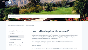 Screenshot of How is a Handicap Index® calculated? - SCGA Help Desk