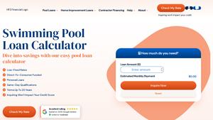 Screenshot of Swimming Pool Loan Calculator - HFS Financial