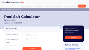 Screenshot of Pool Salt Calculator - HomeAdvisor