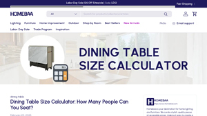 Screenshot of Dining Table Size Calculator: How Many People Can You Seat?