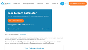 Screenshot of YTD Income - Year To Date Calculator - Home Loan Experts