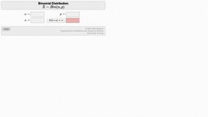 Screenshot of Binomial Distribution Applet/Calculator - University of Iowa