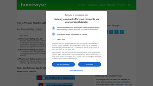 Screenshot of Cost to Pressure Wash Per Sq Ft - Homewyse