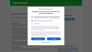 Screenshot of Cost to Install Concrete Pad - 2025 Cost Calculator (Customizable)