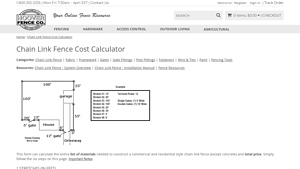 Screenshot of Chain Link Fence Calculator | Hoover Fence Co.